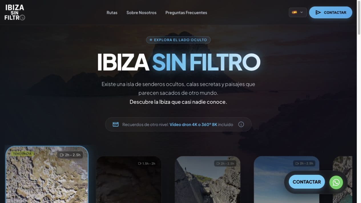 Captura de la web de Ibiza Sin Filtro