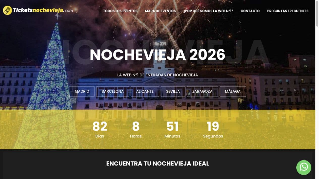 Captura de la web de Tickets Nochevieja