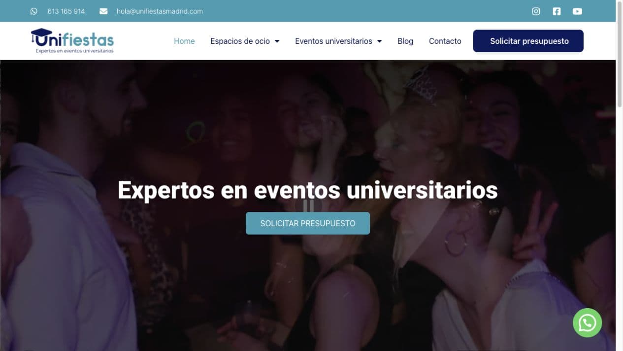 Captura de la web de Unifiestas Madrid
